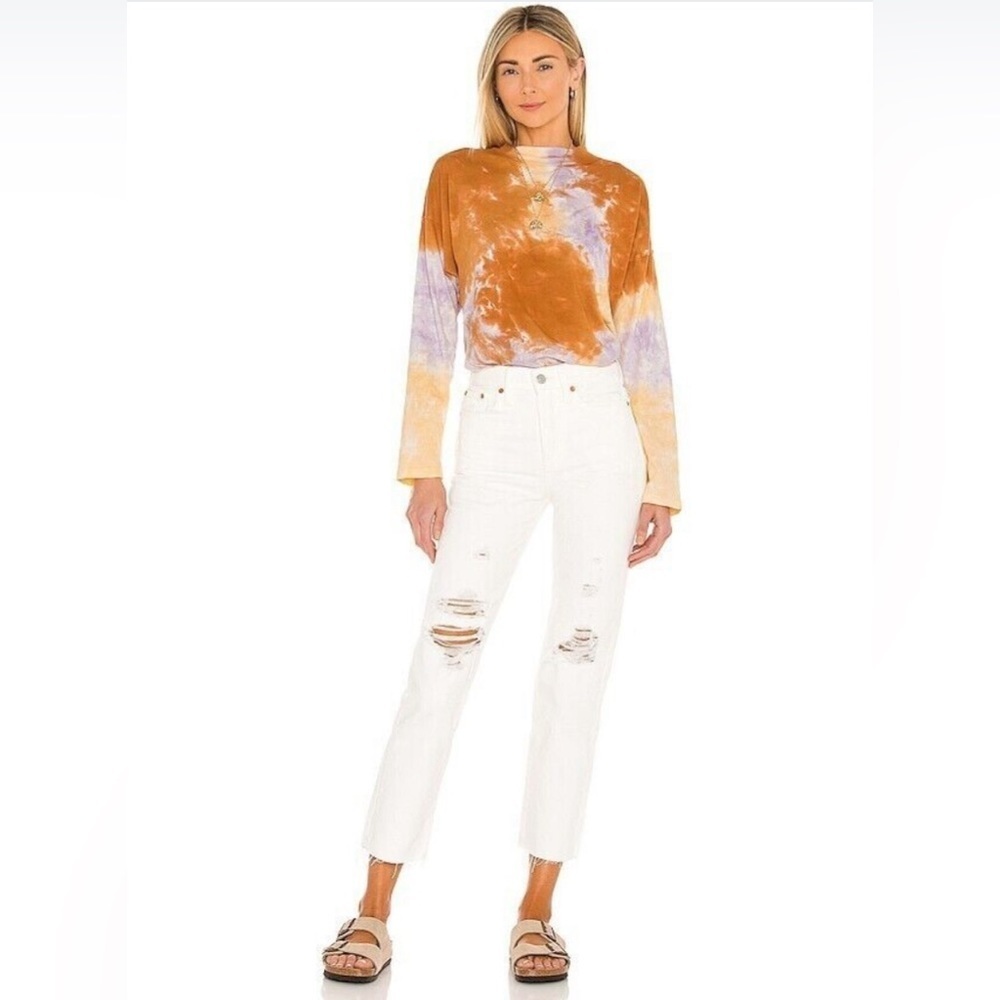 WE THE FREE  Tie‎ Dye Lilac Woods Mock Neck Oversize Tee, Size S